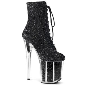 Pleaser Platform Boots Black Glitter